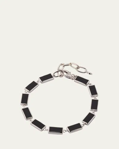 Jan Leslie Men's Sterling Silver And Rectangle Black Onyx Bracelet