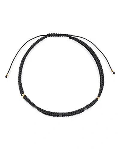 Jan Leslie Double Strand Black Micro Bead Wax Pull Cord Sterling Silver Bracelet In Blue