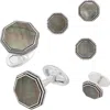 Jan Leslie Octagon Antique Sterling Cufflinks & Studs In Metallic