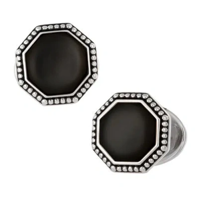 Jan Leslie Octagon Gemstone Antique Sterling Cufflinks In Black