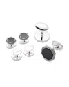 Jan Leslie Octagon Gemstone With Antique Border Cufflinks And Sterling Silver Stud Set In Black