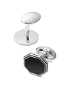 JAN LESLIE OCTAGON STERLING SILVER & ONYX CUFFLINKS