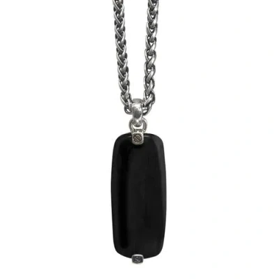 Jan Leslie Onyx Gemstone Tag Sterling Silver Pendant In Black