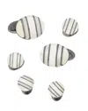 Jan Leslie Oval Mother-of-pearl Cufflinks Studs Set In Silver