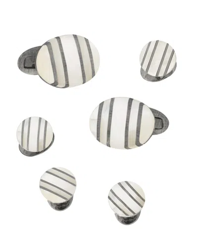 Jan Leslie Oval Mother-of-pearl Cufflinks Studs Set In Silver