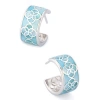 Jan Leslie Petal Gemstone Sterling Silver Huggie Earring In Blue
