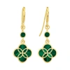 Jan Leslie Petal Gemstone With 18k Gold Overlay Sterling Drop Earring In Green