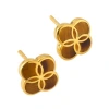 Jan Leslie Petal Gemstone With 18k Gold Overlay Sterling Stud Earring In Brown
