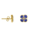 Jan Leslie Petal Gemstone With 18k Gold Overlay Sterling Stud Earring In Blue
