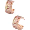 Jan Leslie Petal Gemstone With 18k Rose Gold Overlay Sterling Huggie Earring In Pink