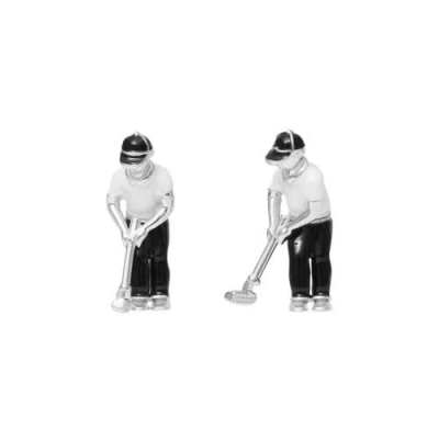 Jan Leslie Putting Golfer Sterling Cufflinks In Black