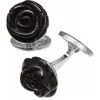 Jan Leslie Rose Carved Sterling Cufflinks In Black