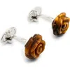 Jan Leslie Rose Carved Sterling Cufflinks In Brown