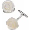 Jan Leslie Rose Carved Sterling Cufflinks In White