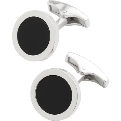 Jan Leslie Round Gemstone Inlay Sterling Cufflinks In Black