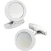 Jan Leslie Round Gemstone Inlay Sterling Cufflinks In White