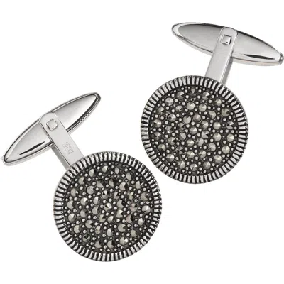 Jan Leslie Round Marcasite Pave Sterling Cufflinks In Metallic