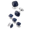 Jan Leslie Sapphire Square Sterling Cufflink Stud Set In Blue