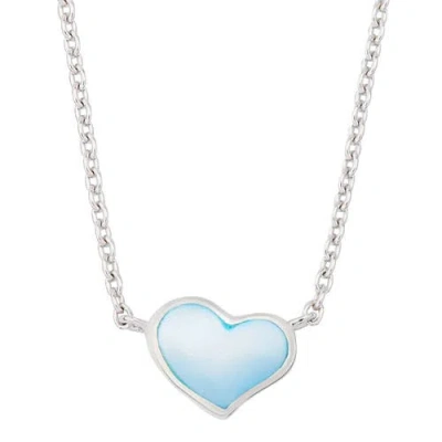 Jan Leslie Single Heart 18" Necklace Set In Sterling Silver In Blue