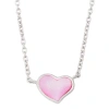 Jan Leslie Single Heart 18" Necklace Set In Sterling Silver In Pink