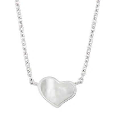 Jan Leslie Single Heart 18" Necklace Set In Sterling Silver In White