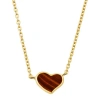 Jan Leslie Single Heart 18" Necklace Set In Sterling Silver With 18k Gold Overlay In Red