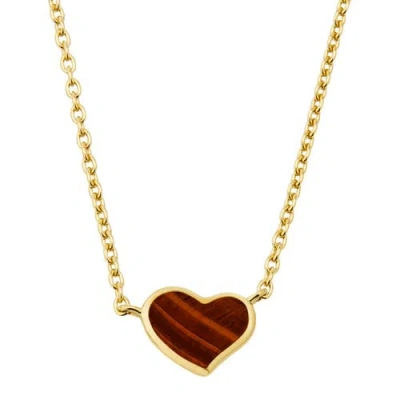 Jan Leslie Single Heart 18" Necklace Set In Sterling Silver With 18k Gold Overlay In Red