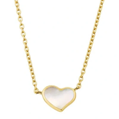 Jan Leslie Single Heart 18" Necklace Set In Sterling Silver With 18k Gold Overlay In White