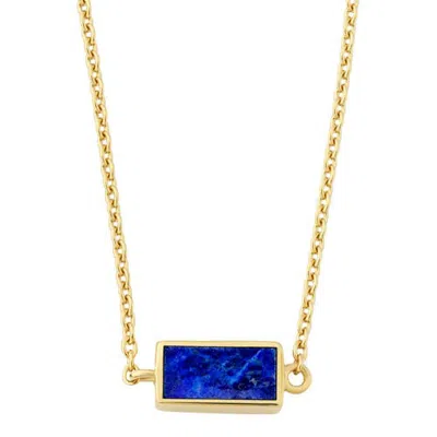 Jan Leslie Single Station Rectangle Dash Necklace In Sterling 18k Gold Overlay In Brown
