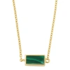 Jan Leslie Single Station Rectangle Dash Necklace In Sterling 18k Gold Overlay In Green