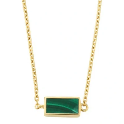 Jan Leslie Single Station Rectangle Dash Necklace In Sterling 18k Gold Overlay In Green