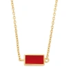 Jan Leslie Single Station Rectangle Dash Necklace In Sterling 18k Gold Overlay In Red
