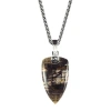 Jan Leslie Small Petrified Wood Fossil One-of-a-kind Arrow Pendant Sterling Silver Necklace In Black