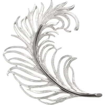 Jan Leslie Sterling Feather Lapel Pin In Neutral