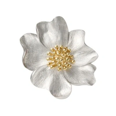 Jan Leslie Sterling Flower Lapel Pin In Silver