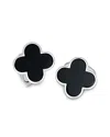 Jan Leslie Four Leaf Clover Sterling Silver Cufflinks In Black