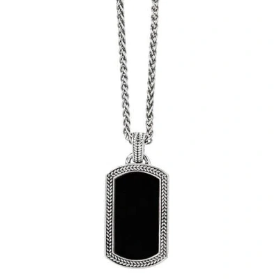 Jan Leslie Sterling Silver & Gemstone Dog Tag Pendant Necklace In Black