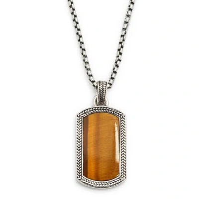 Jan Leslie Sterling Silver & Gemstone Dog Tag Pendant Necklace In Gold