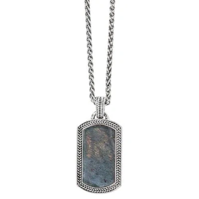 Jan Leslie Sterling Silver & Gemstone Dog Tag Pendant Necklace In Gray