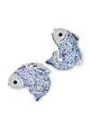 Jan Leslie Sterling Silver & Mother-of-pearl Koi Fish Cufflinks In Blue