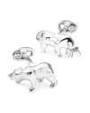 Jan Leslie Sterling Silver Bull & Bear Cufflinks In Silver