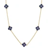 Jan Leslie Sterling With 18k Gold Overlay And Gemstones Five Petal Station Necklace In Blue