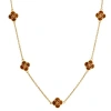 Jan Leslie Sterling With 18k Gold Overlay And Gemstones Five Petal Station Necklace In Brown