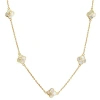 Jan Leslie Sterling With 18k Gold Overlay And Gemstones Five Petal Station Necklace In White