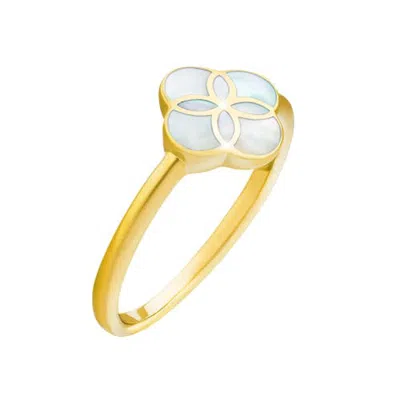 Jan Leslie Sterling With 18k Gold Overlay And Gemstones Single Petal Ring In Brown