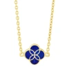 Jan Leslie Sterling With 18k Gold Overlay And Gemstones Single Petal Station Necklace In Blue