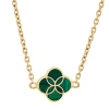 Jan Leslie Sterling With 18k Gold Overlay And Gemstones Single Petal Station Necklace In Green