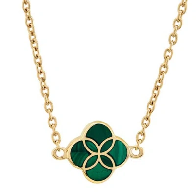 Jan Leslie Sterling With 18k Gold Overlay And Gemstones Single Petal Station Necklace In Green