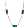 Jan Leslie Three Station Rectangle Dash Necklace In Sterling 18k Gold Overlay