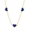 Jan Leslie Triple Station Heart 20" Necklace Set In Sterling Silver With 18k Gold Overlay In Blue